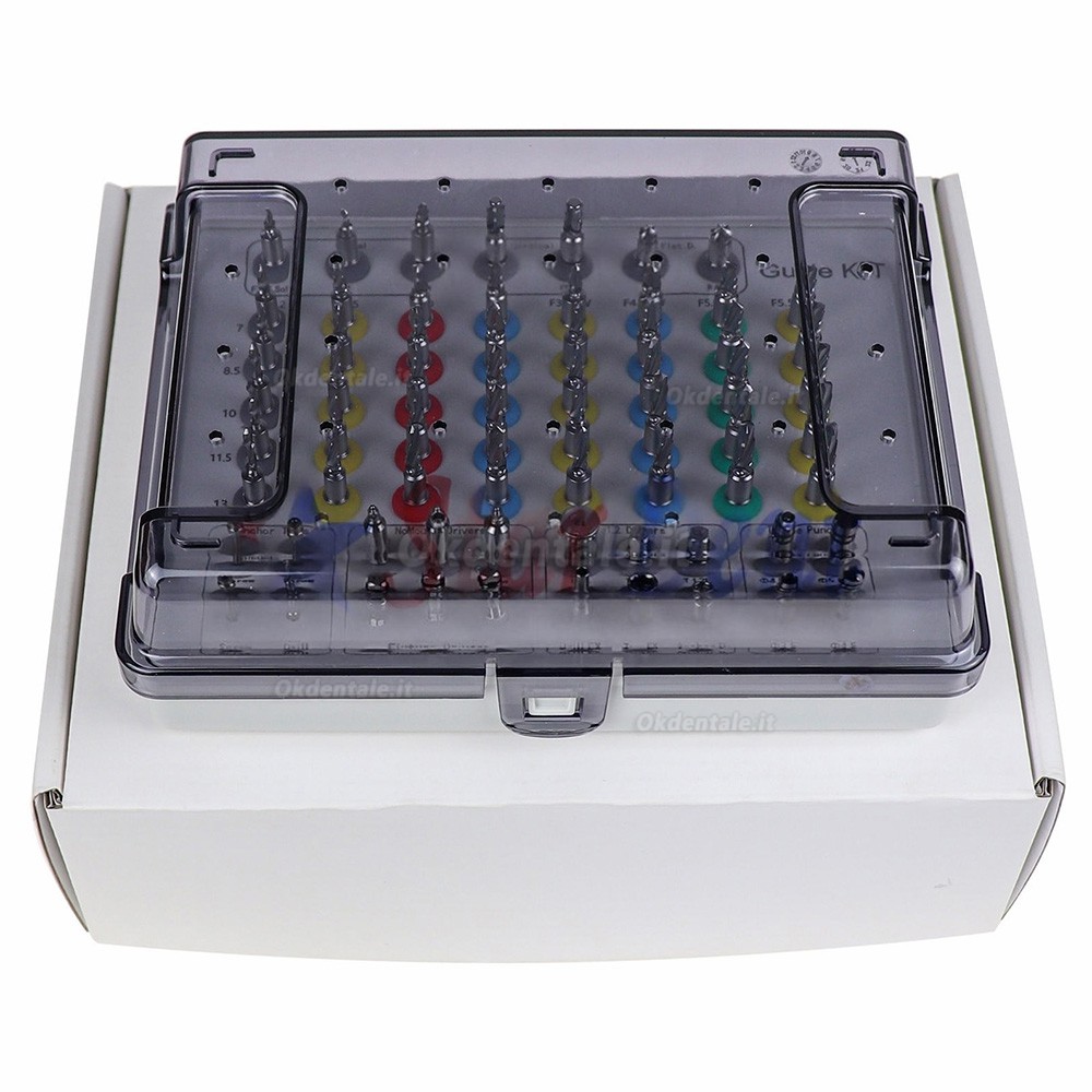 Kit guida impianto universali dentali (Kit di guide per perforatore tissutale, alesatore, ancoraggio e trapano)